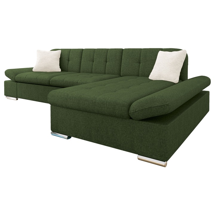 Coltar Magnir Premium Dreapta, MIRJAN 24, muschi verde + crema, 161x278x76 cm