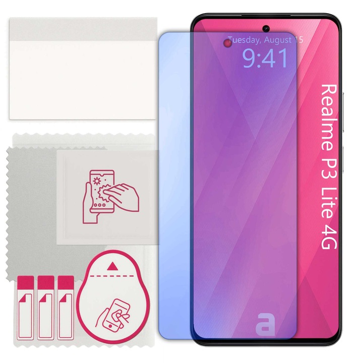 Защитно стъкло apgo за Realme P3 Lite 4G – хибридно, закалено стъкло за дисплей, гланцово, pro flexible Hybrid Glass, 9H, full glue