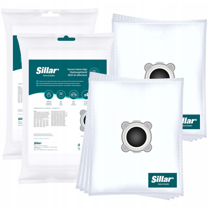 Set 8 saci sintetici Sillar pentru aspiratoare, compatibili cu Rowenta, rezistență crescută, 33,5x29,5cm