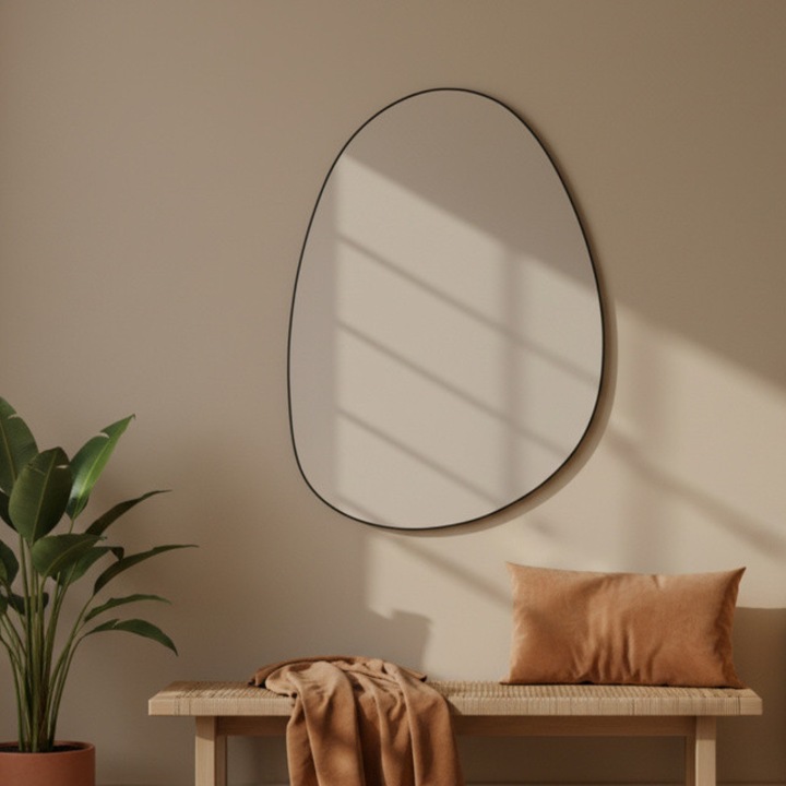 Oglindă decorativă EDAXO ASYM, asimetrică, 75x55cm, cu folie anti-stropire