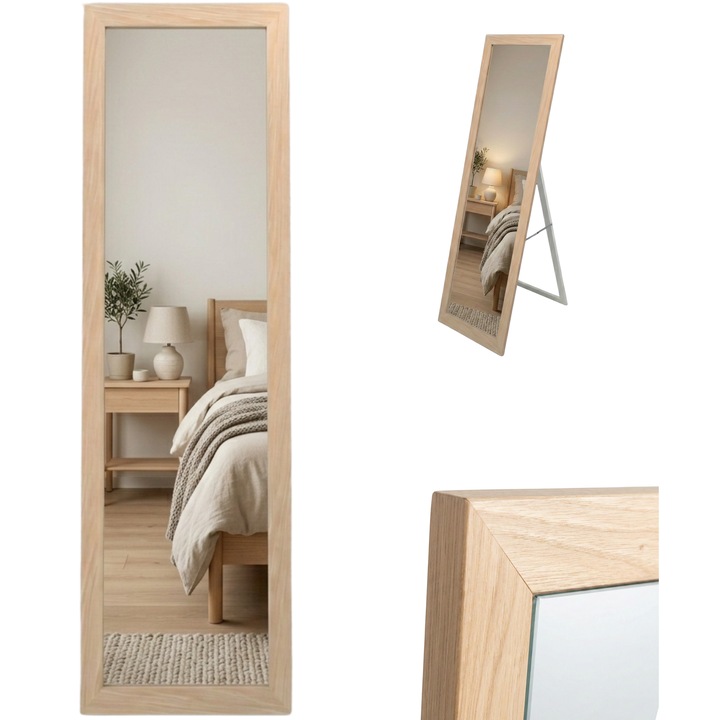 Oglinda de podea HAVLYS, 127 x 37 cm - maro deschis