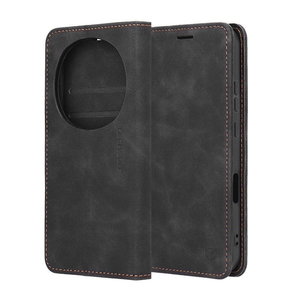 Husa pentru Honor Magic 8 Pro DaDen® Tip Carte, Confy Cover, Suport card, Functie de Stand si Inchidere Magnetica, Protectie Sporita, Piele ecologica, Negru