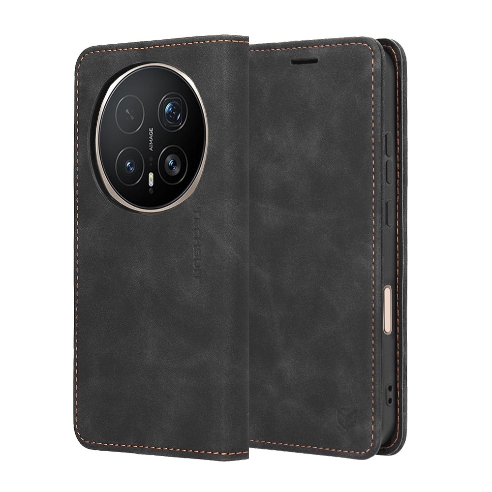 Husa pentru Honor Magic 8 Pro DaDen® Tip Carte, Confy Cover, Suport card, Functie de Stand si Inchidere Magnetica, Protectie Sporita, Piele ecologica, Negru
