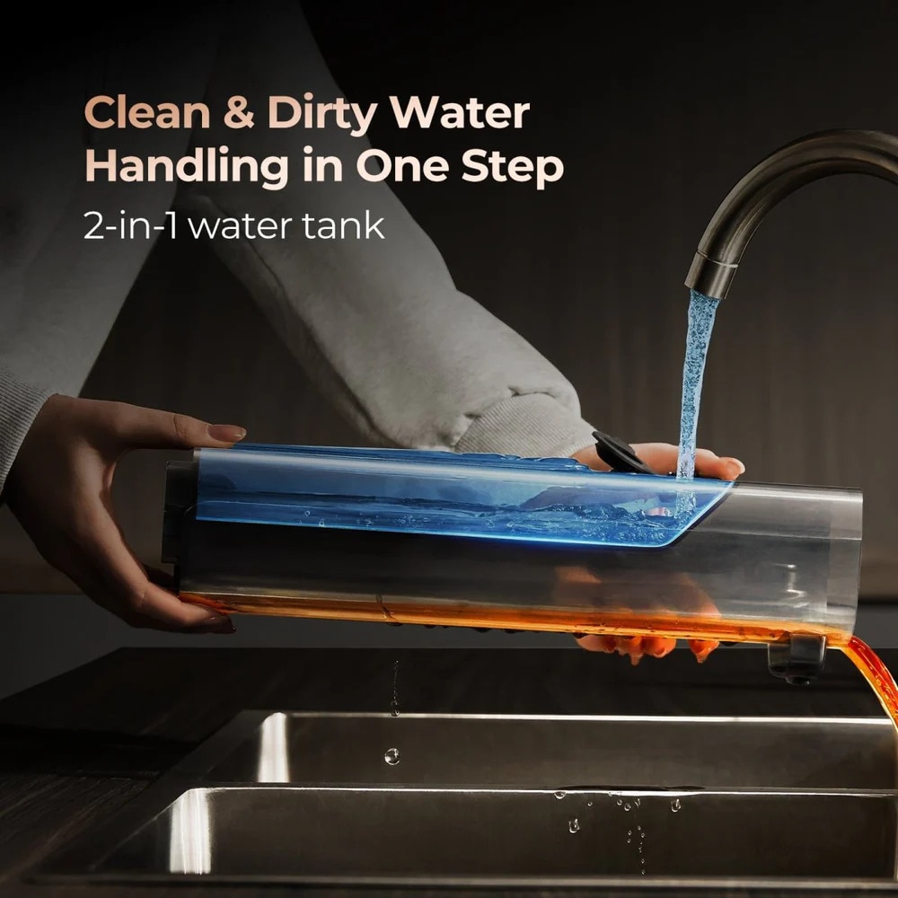 Aspirator 2in1 vertical fara fir cu AI integrat UWANT, Wet&Dry, perie de curatare inovativa, ideal pentru covoare/pardoseala/par animale, 600 ml, mod Turbo, design ultra-plat 180°, maner ergonomic Zero-Gravity, mod sterilizare, functie autocuratare, alb