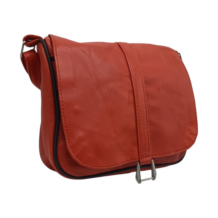 Geanta Dama EVoStyle Lucia R45, Piele Naturala, Caramiziu, 27.5x7.5x22cm