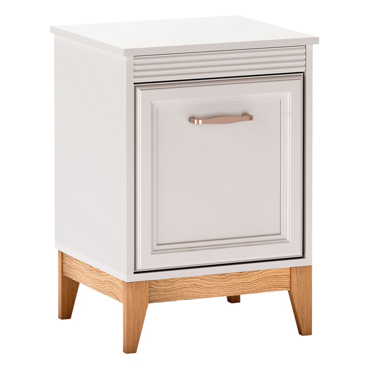 Noptieră, MIRJAN, 24 Stebin SE11, casmir, 45x41x62 cm, picioare stejar natural, manere auriu-cupru