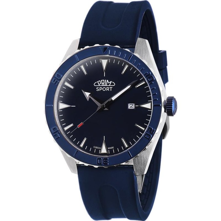Ceas barbatesc, PRIM, model Sport Adventure, inox, albastru, curea silicon, 100m etans.