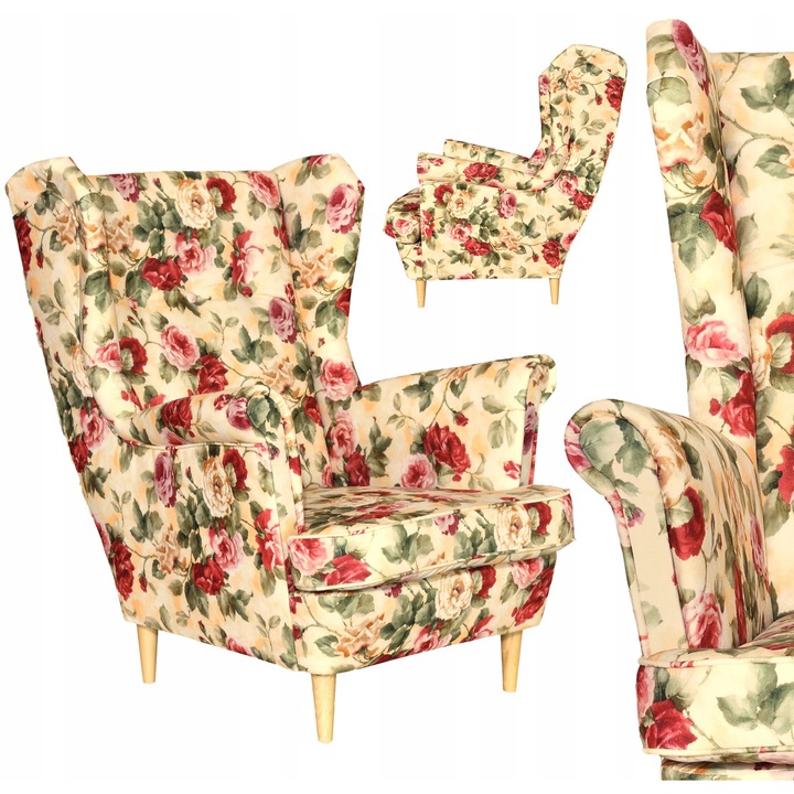 Fotoliu Family Meble Ari, roz, 104x84cm, design scandinav, confortabil