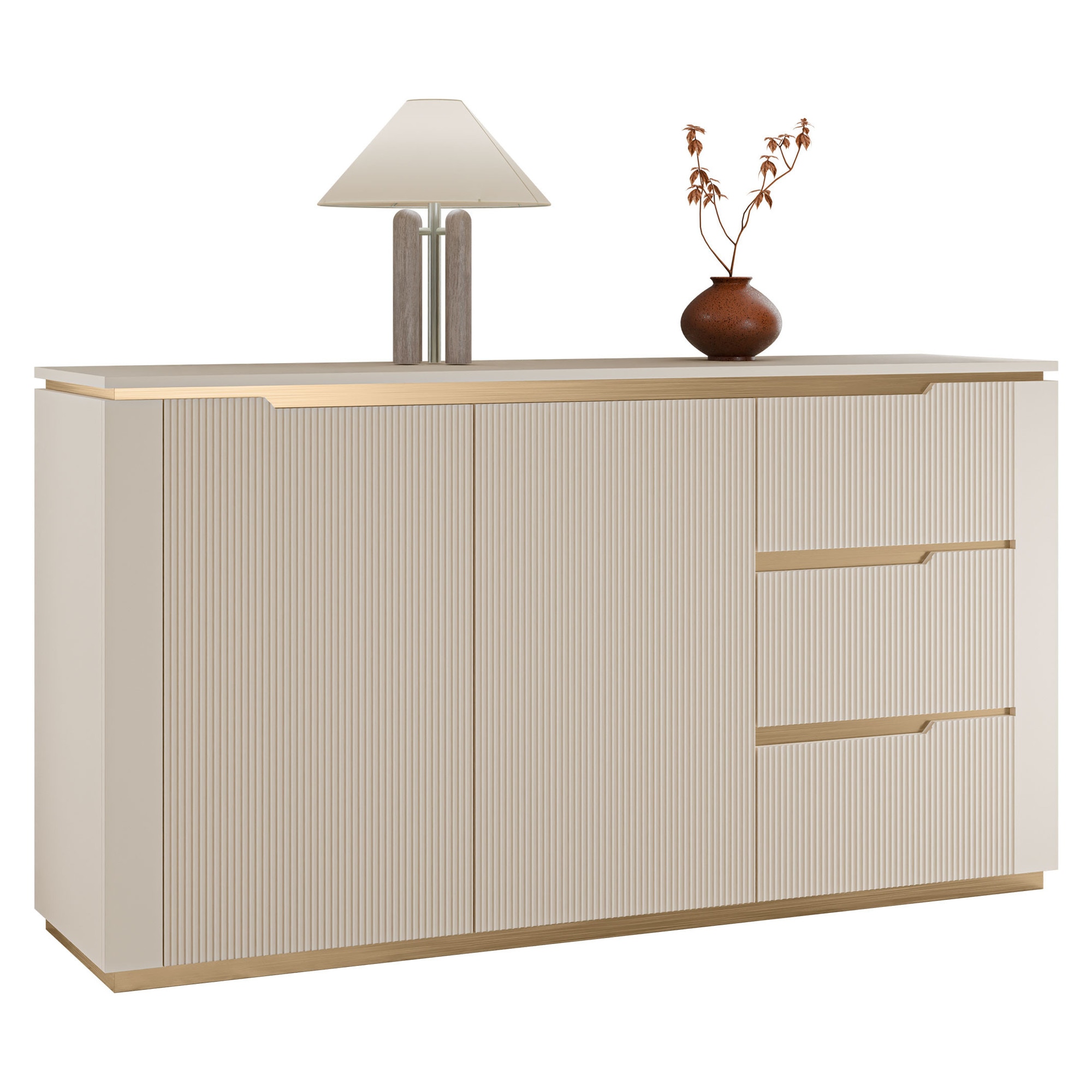 Comoda living Frimgo 2D3SZ, MIRJAN 24, bej nisip + auriu