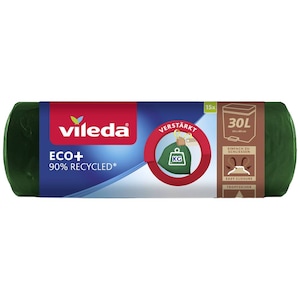Saci menajeri Vileda ECO+, Cu snur, 30 L, 15 bucati/rola