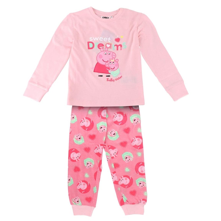 Пижама памук, 2 части, дълъг ръкав Peppa Pig Sweet Dreams 35135, Розово