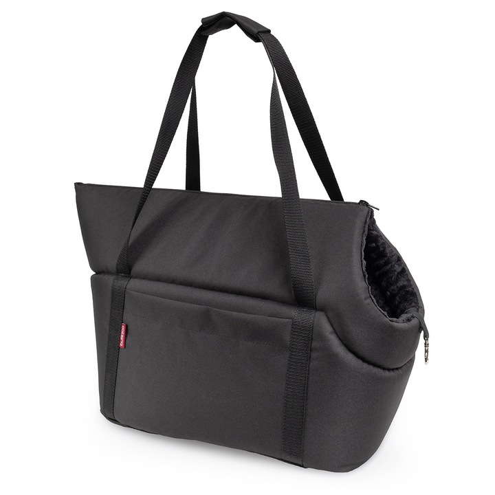 Geanta de transport pentru animale de companie, caini si pisici, S 34x22x26 cm, negru, BoutiqueZOO