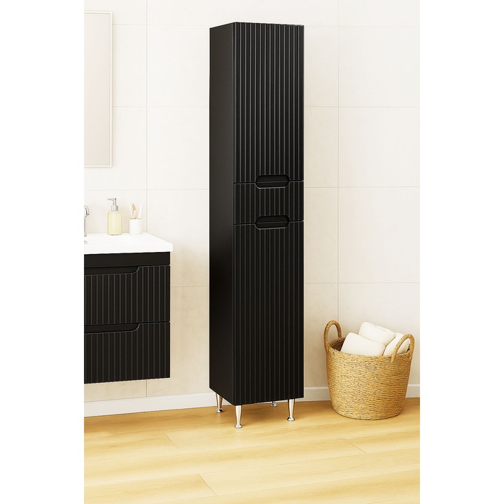 Dulap de baie Badenmob, 180x30x31.6, Negru