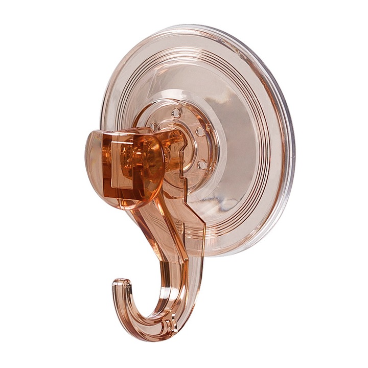 Suport cu ventuza transparent, set 1, pentru baie sau bucatarie, montare fara gaurire, prindere puternica pe sticla