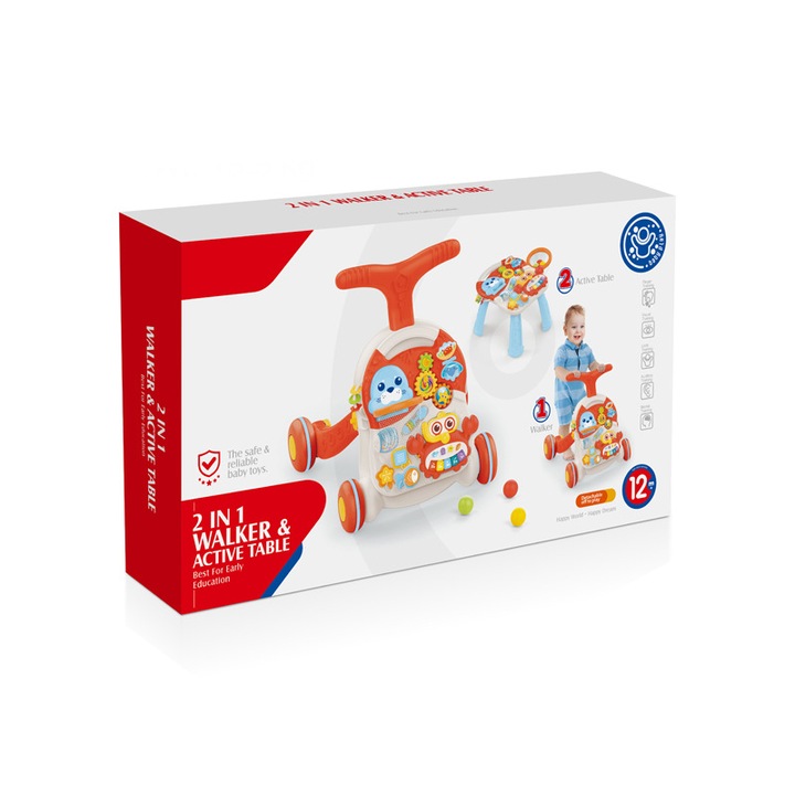 Premergator Multifunctional pentru Invatat Mersul, Rosu, 2 in 1