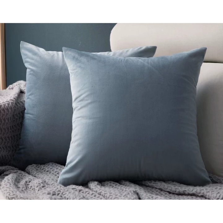 Perne decorative, perne din catifea, suport lombar, 45x45cm, albastru
