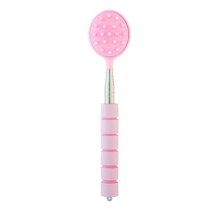 Bat de masaj telescopic, EMO, inox, 23,5x65cm, roz, design ergonomic