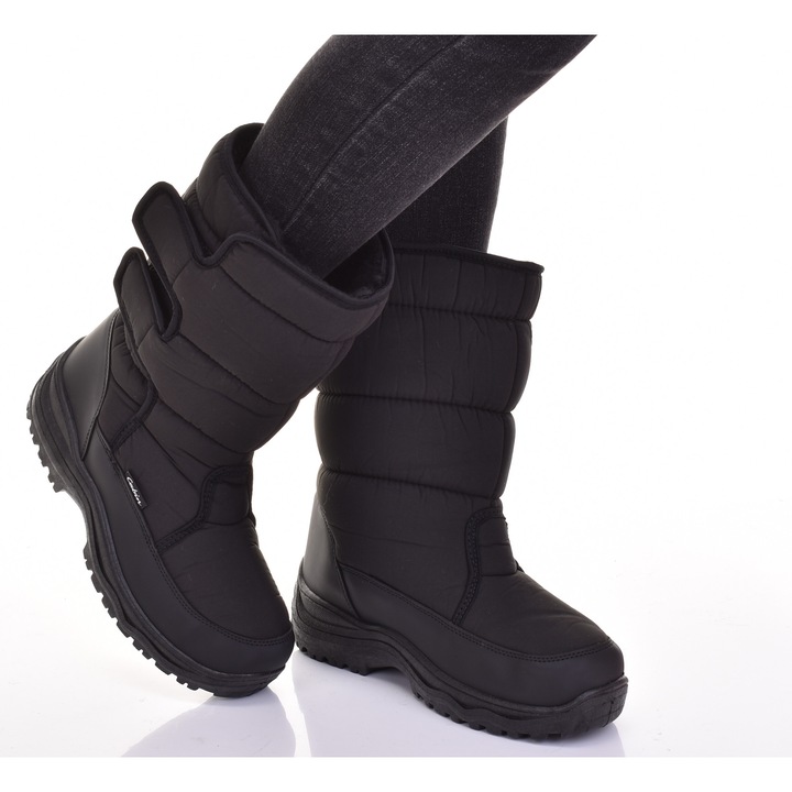 Ghete pentru dama Martinus, sintetic, inalte, negre, velcro