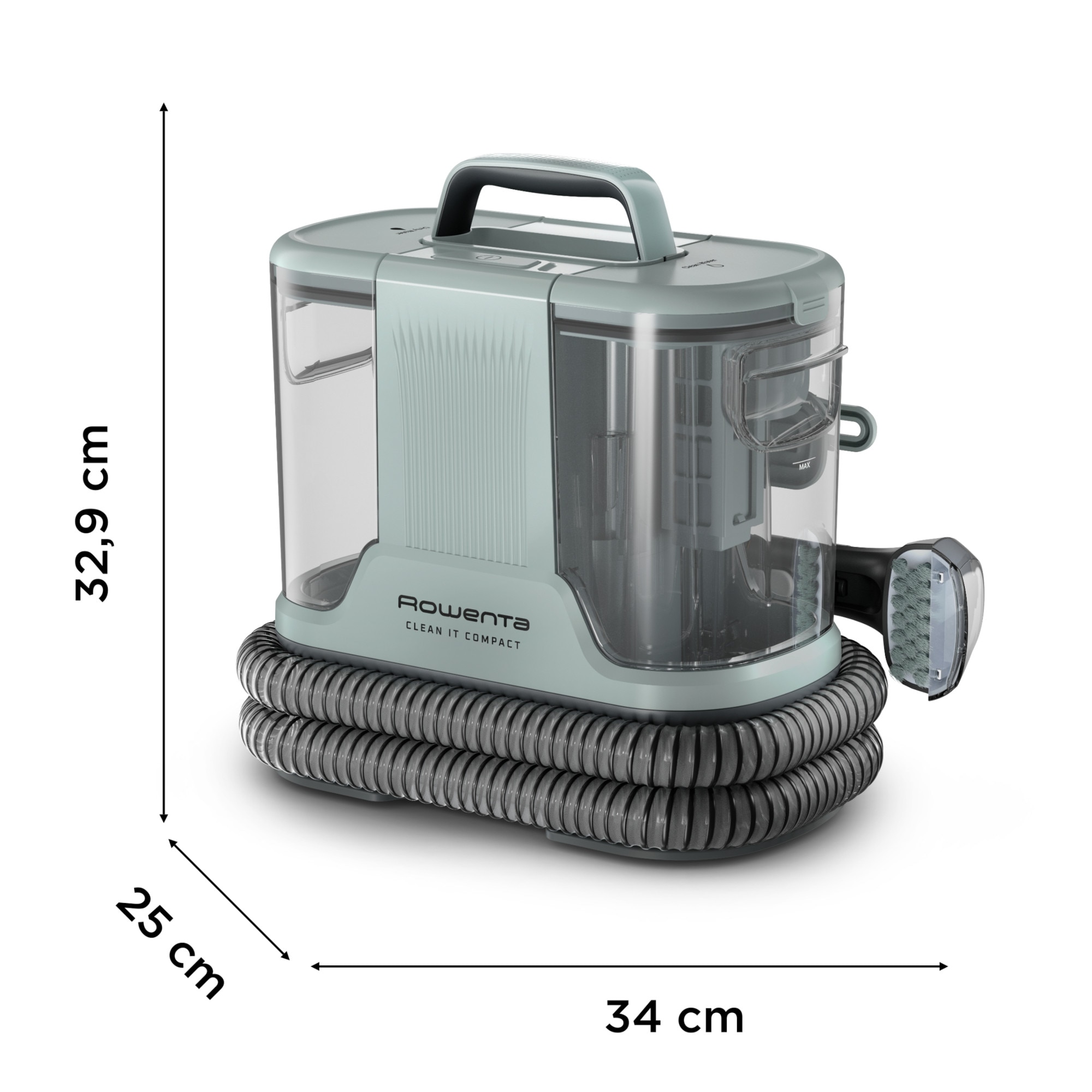 Aspirator cu spalare Rowenta Clean IT Compact IN3020F0, 400 W, functie autocuratare, rezervor apa & detergent 1.4L, rezervor apa murdara 0.85L, accesoriu spatii inguste, detergent inclus, albastru