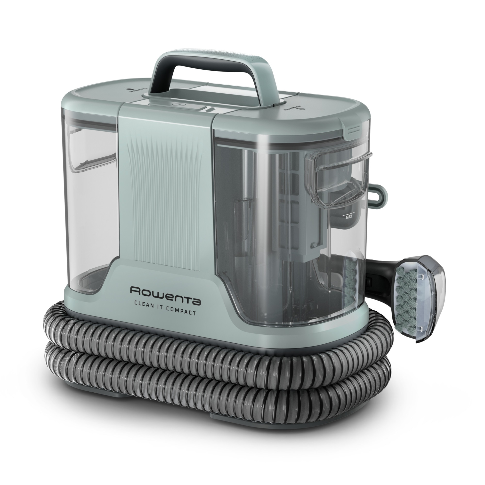 Aspirator cu spalare Rowenta Clean IT Compact IN3020F0, 400 W, functie autocuratare, rezervor apa & detergent 1.4L, rezervor apa murdara 0.85L, accesoriu spatii inguste, detergent inclus, albastru