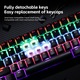 Клавиатура с 61 клавиша, Кабелна ергономична компактна механична, Gaming за лаптоп Mac, PC и Esports, GASKET монтаж, сменяеми (Hot-Swappable) превключватели и капачки за клавиши, RGB подсветка