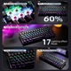 Клавиатура с 61 клавиша, Кабелна ергономична компактна механична, Gaming за лаптоп Mac, PC и Esports, GASKET монтаж, сменяеми (Hot-Swappable) превключватели и капачки за клавиши, RGB подсветка