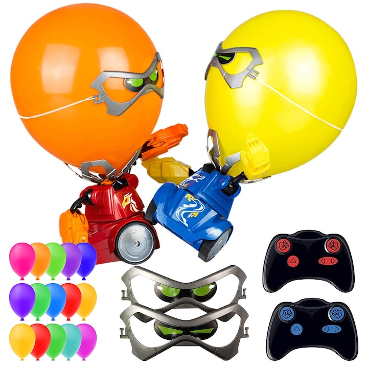 Комплект Robo Kombat Balloon Pucher, 2 робота, червен и син, 5+