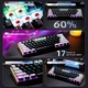 Клавиатура Кабелна ергономична компактна механична с 61 клавиша, Gaming за лаптоп Mac, PC и Esports, GASKET монтаж, сменяеми (hot-swappable) суичове и капачки на клавиши, RGB фоново осветление