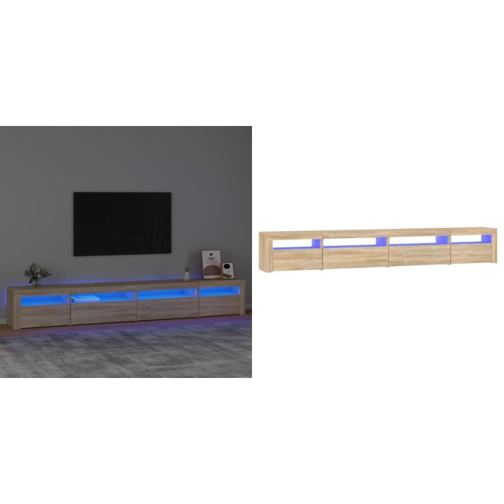 Comoda TV cu lumini LED, stejar sonoma, 270x35x40 cm