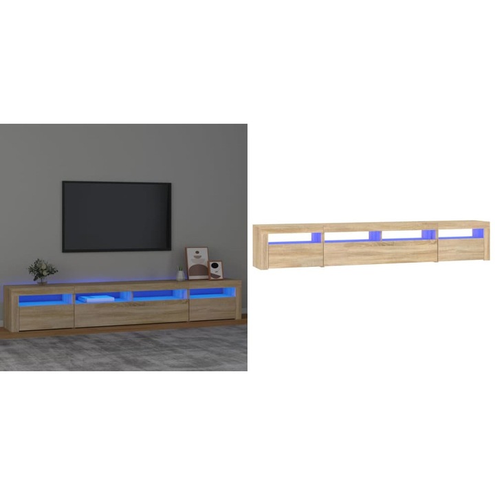 Comoda TV cu lumini LED, stejar sonoma, 240x35x40cm