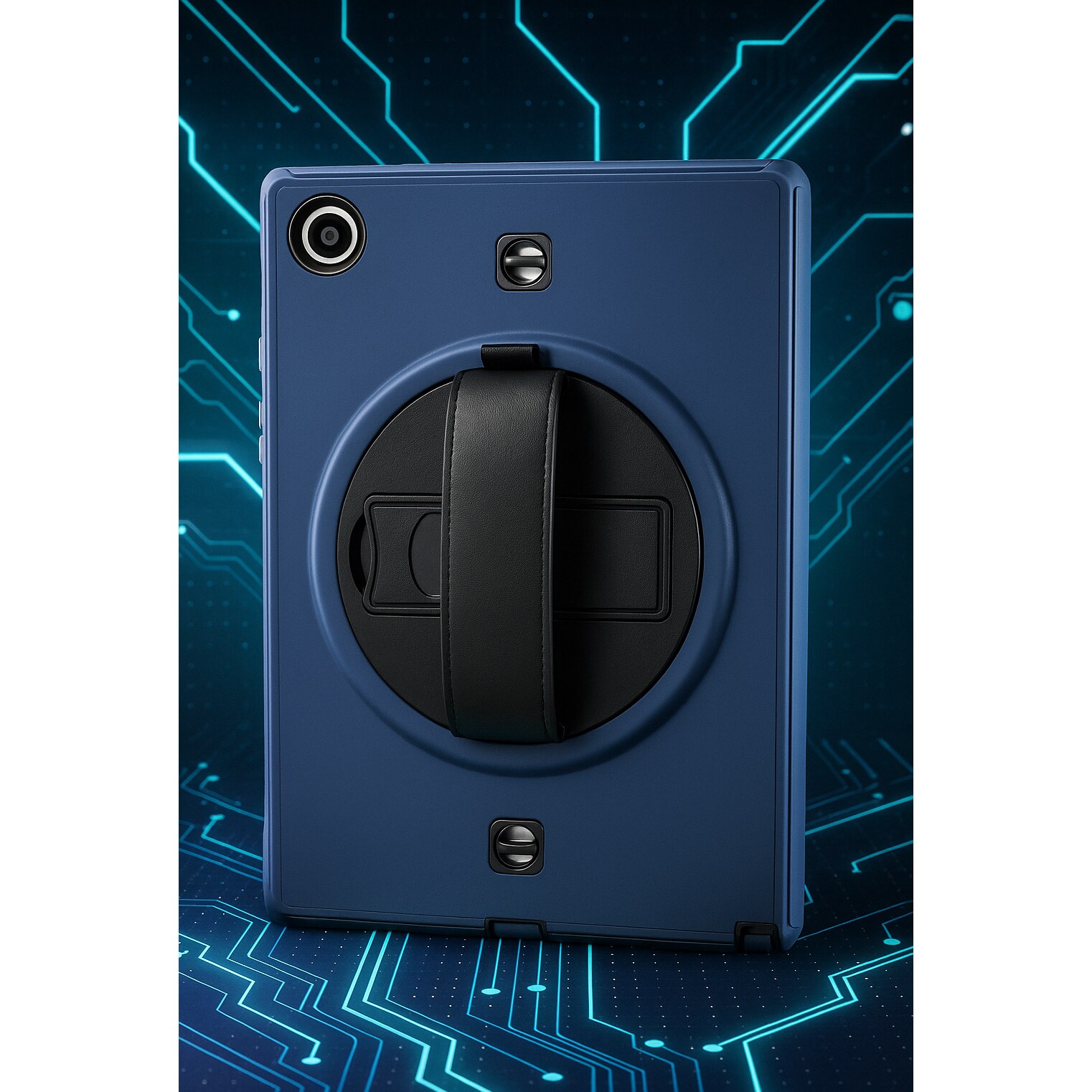 Husa protectie tableta spate pentru copii, compatibila cu Samsung Galaxy TAB A7 x 10.4, TAB A8 x 10.5 inch, cu suport-inel, protectie ecran culoare Navy