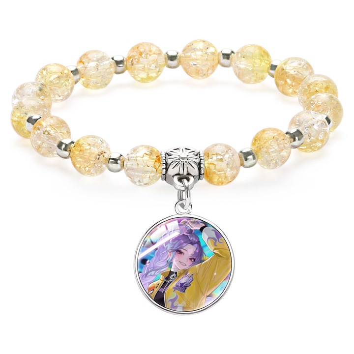 Bratara din margele cu pandantiv, tema fata vanatoare de demoni, stil KPOP, bijuterii dama