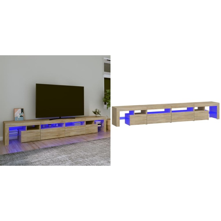 Comoda TV cu lumini LED, stejar sonoma, 260x36, 5x40cm