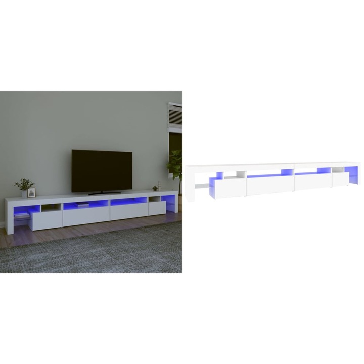 Comoda TV cu lumini LED, alb, 290x36, 5x40 cm