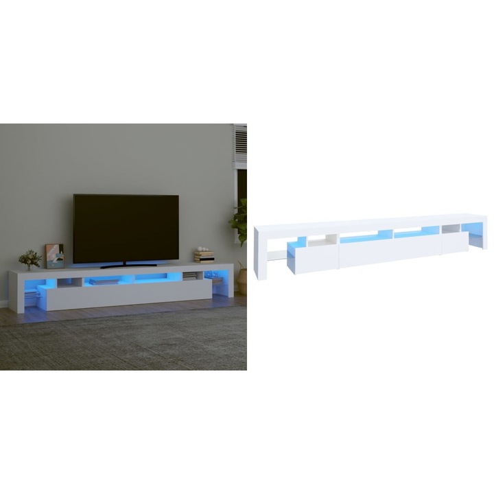 Comoda TV cu lumini LED, alb, 260x36, 5x40cm