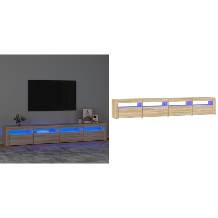 Comoda TV cu lumini LED, stejar sonoma, 240x35x40cm