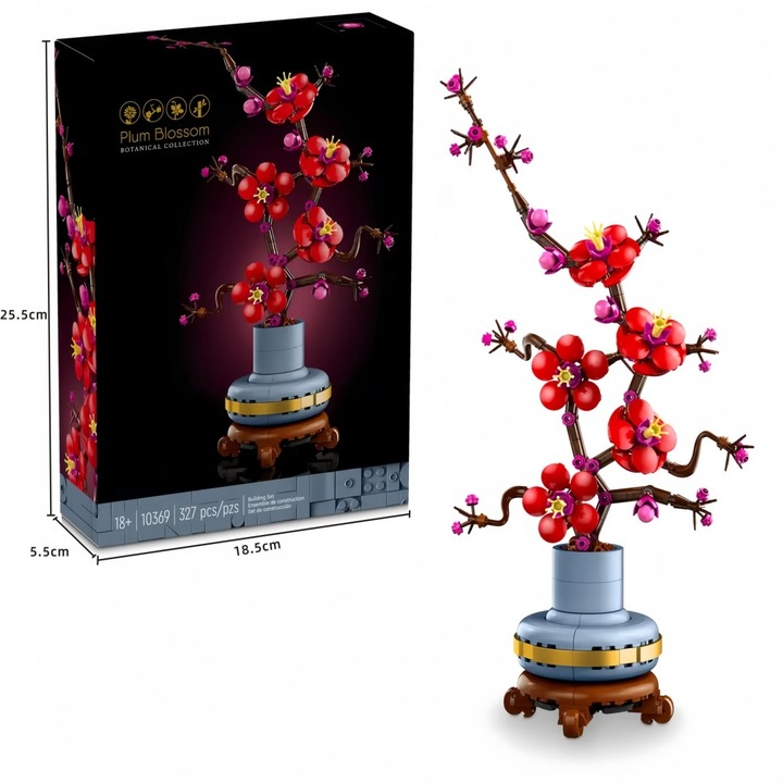 Set de blocuri de constructie flori, plante artificiale, 18 ani+, decoratiuni interioare, multicolor