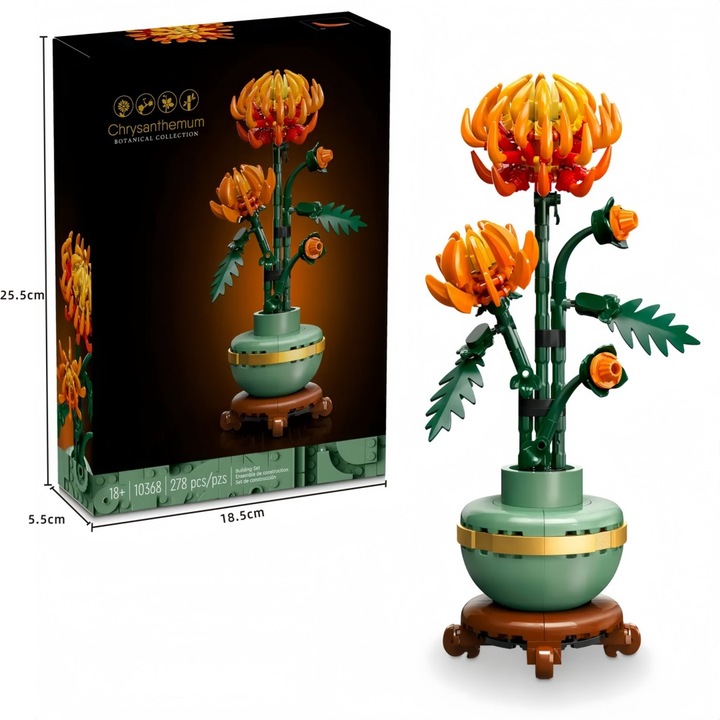 Set de blocuri de constructie - aranjament floral, flori artificiale, decor pentru acasa, multicolor, 18 ani si peste