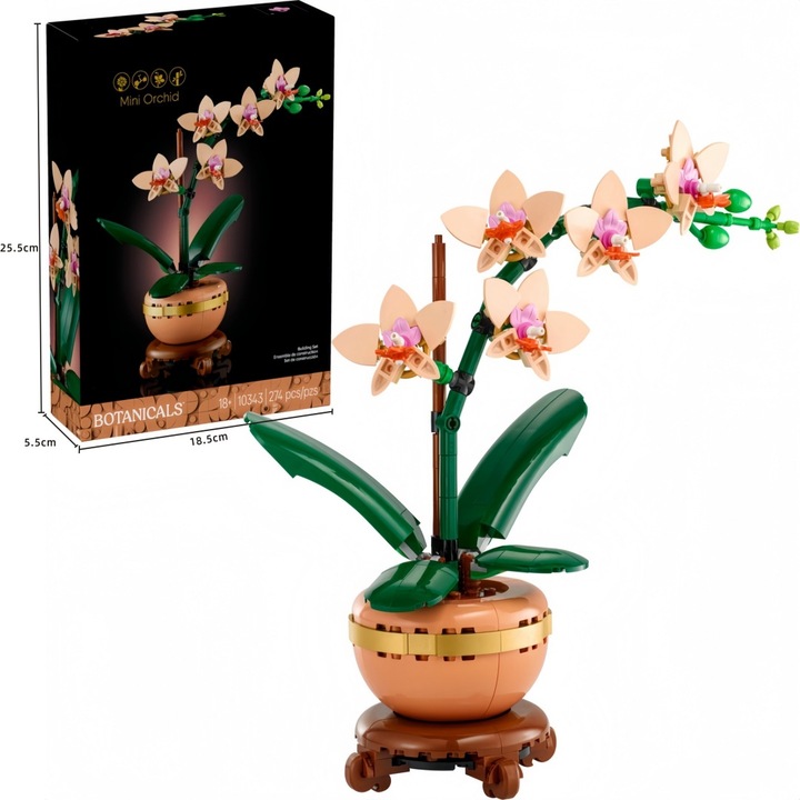 Set de blocuri de constructie flori, plante artificiale, 18 ani+, multicolor, decor pentru acasa