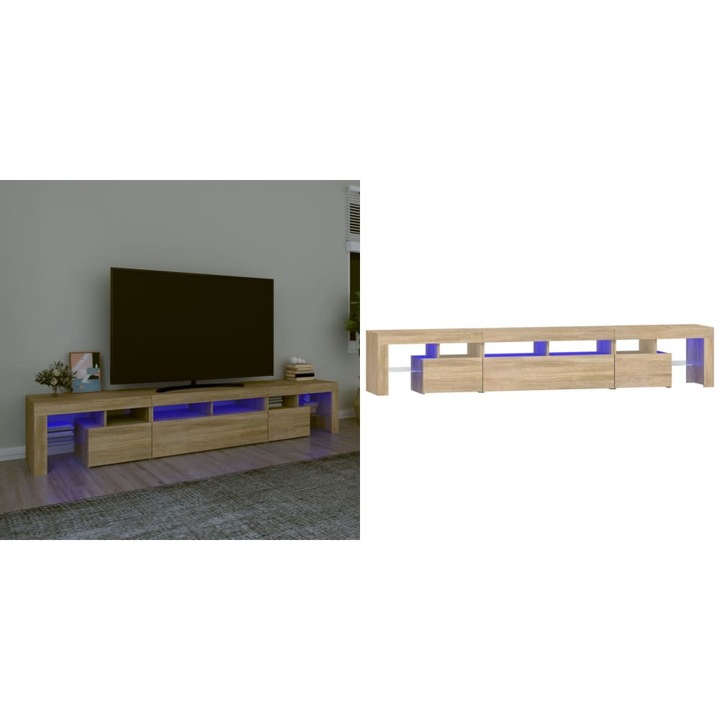 Comoda TV cu lumini LED, stejar sonoma, 230x36, 5x40 cm