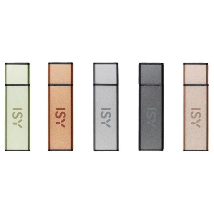 Memorie USB ISY 128GB Imu-2500-Alu, 15MB/s, 4MB/s, aluminiu, set aleatoriu