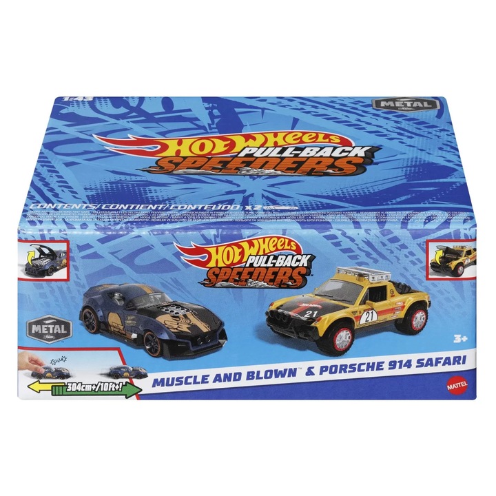 Hot wheels set 2 masinute metalice pull back muscle and blown si porsche 914 safari 1:43
