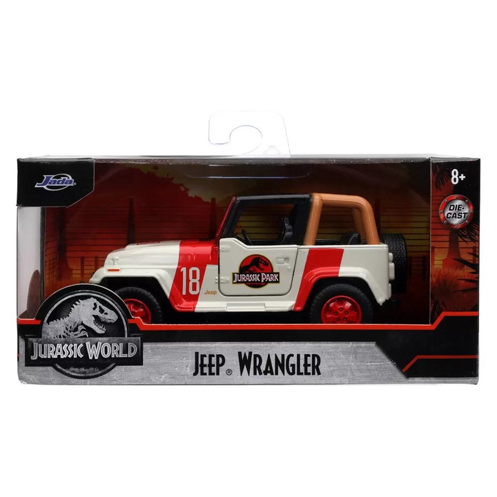 Jurassik park dino masinuta metalica jeep wrangler scara 1:32