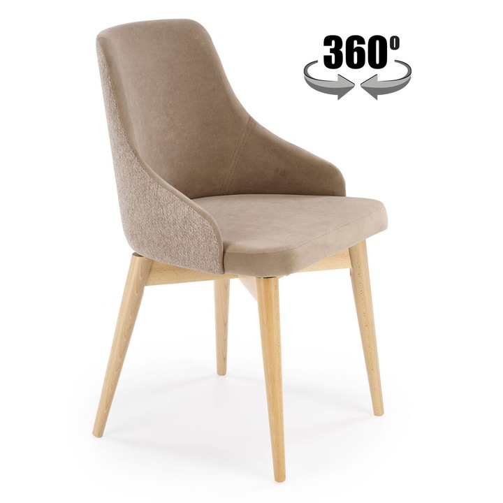 Scaun rotativ tapizat, HALMAR, model Malaga, culoare bej, dimensiuni 50x53x79cm