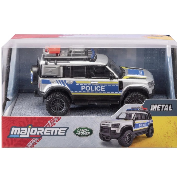 Majorette masina metalica de politie land rover defender scara 1 la 43