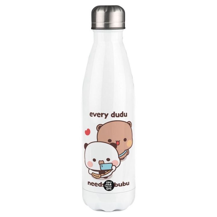 Termos din otel inoxidabil, 500ml, capac cu inchidere etansa, design ergonomic, alb