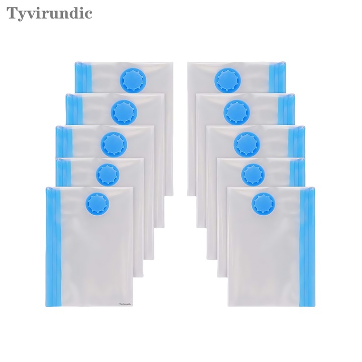 Set 10 Sacii de Vid Tyvirundic - Transparent, Pentru Paturi/Lenjerie/Haine, Economisire Spatiului, Reutilizabil, Impermeabil