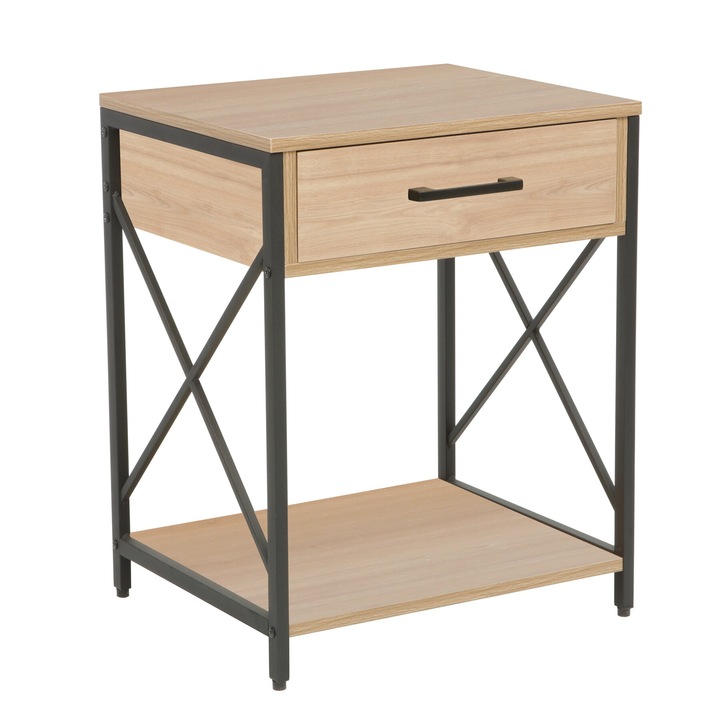 Noptieră Kalenda, stejar, 48x40x60cm, design scandinav