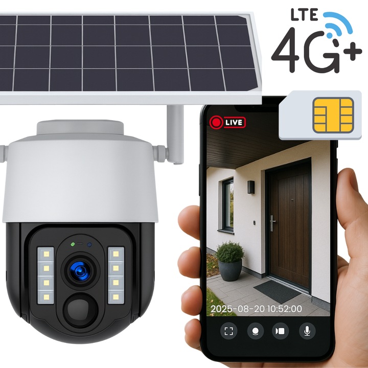 Въртяща се камера за наблюдение VC3-4G, 3MP, соларно захранване, IP66, пълен комплект