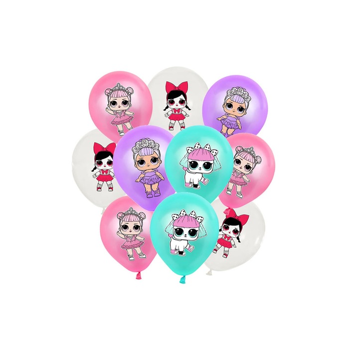 Lufi latex 12 hüvelykes, gyermekparti dekoráció, 12 darabos készlet, többszínű